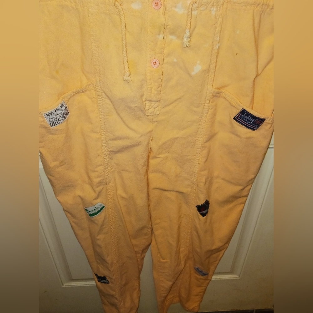 Vtg 80s Peach Cotton Oversized Festival Jumpsuit w/ Appliqué Patches – Size M - Picture 9 of 17